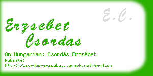 erzsebet csordas business card