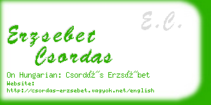 erzsebet csordas business card